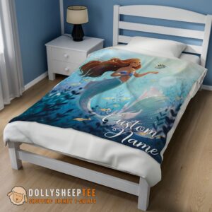 Alternative view of Awesome Disney The Little Mermaid Ariel Princess Fleece Family Princess Customized Blanket