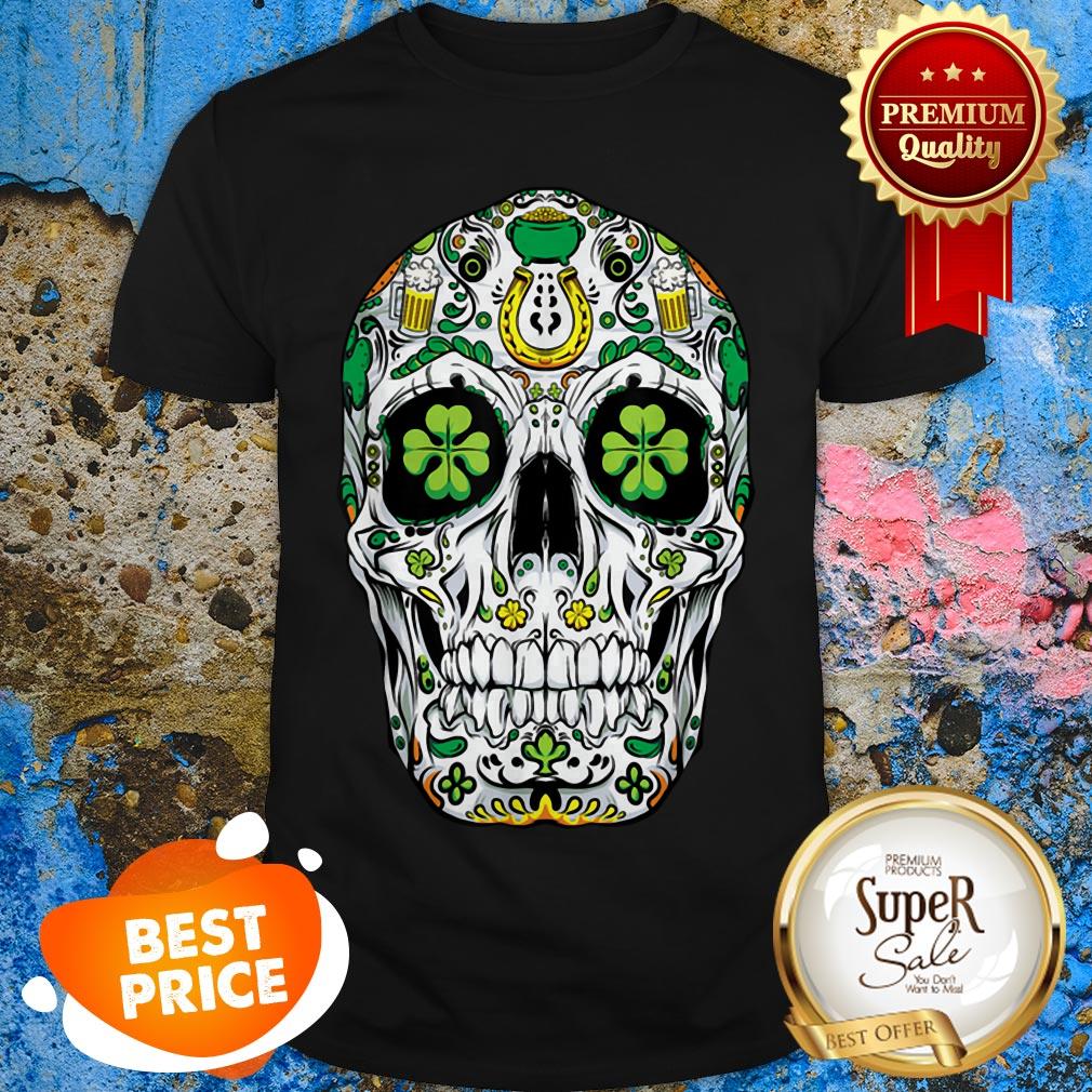 Nice Beautiful Sugar Skull St Patricks Day Of The Dead Women Shamrock Gifts Shirt