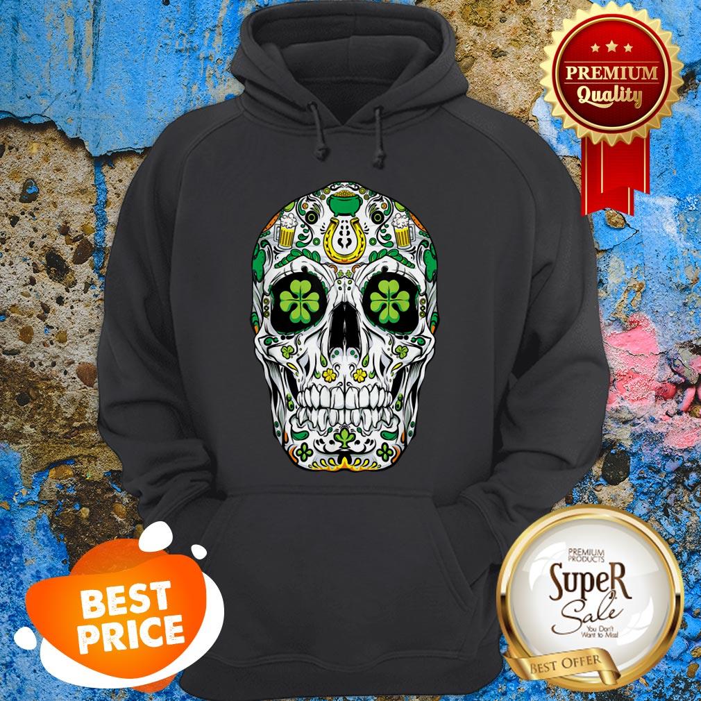 Nice Beautiful Sugar Skull St Patricks Day Of The Dead Women Shamrock Gifts Shirt - Image 5