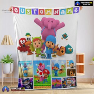 Official Cartoon Pocoyo Lovely Birthday Party Cute Blanket Fleece Customized Blanket