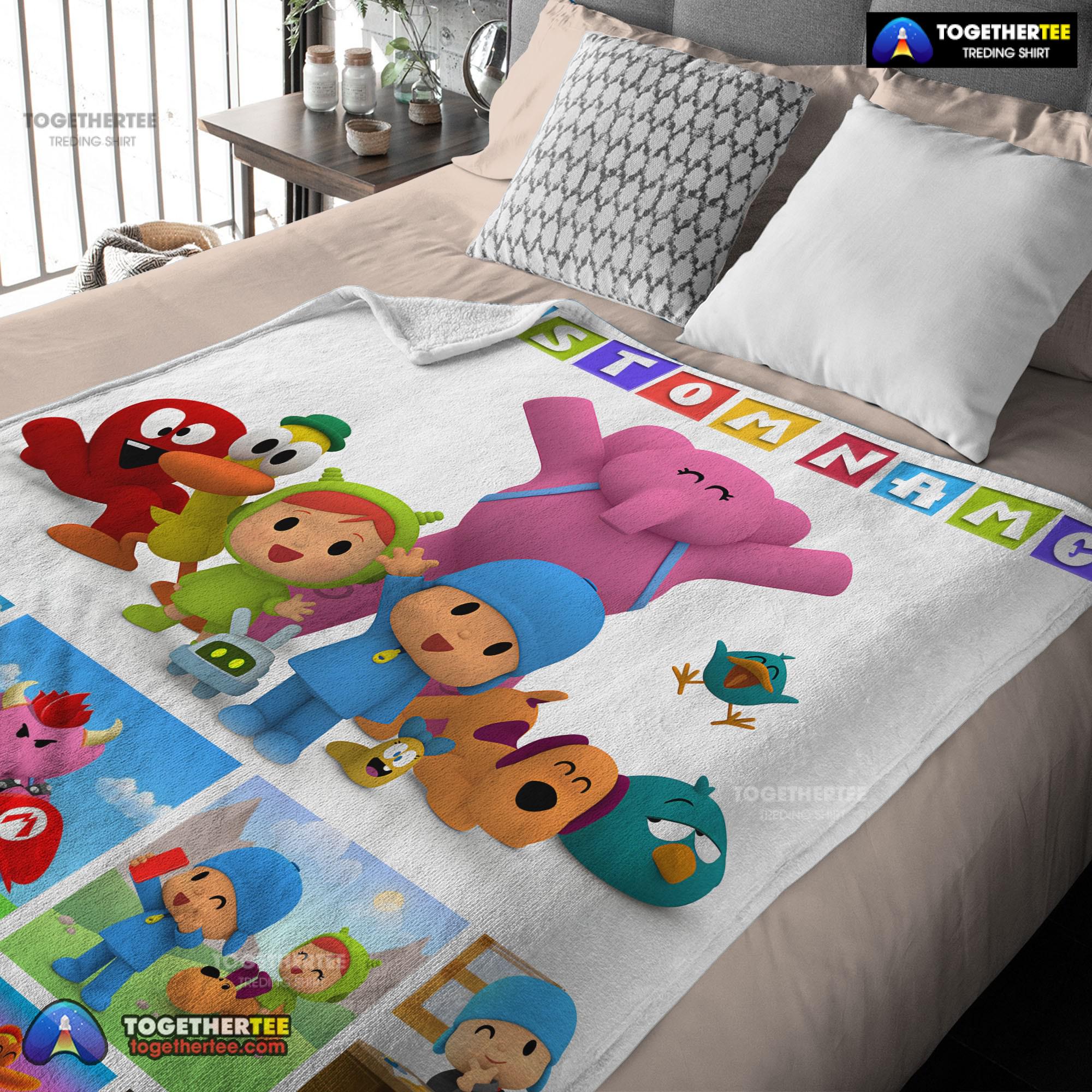 Official Cartoon Pocoyo Lovely Birthday Party Cute Blanket Fleece Customized Blanket - Image 3
