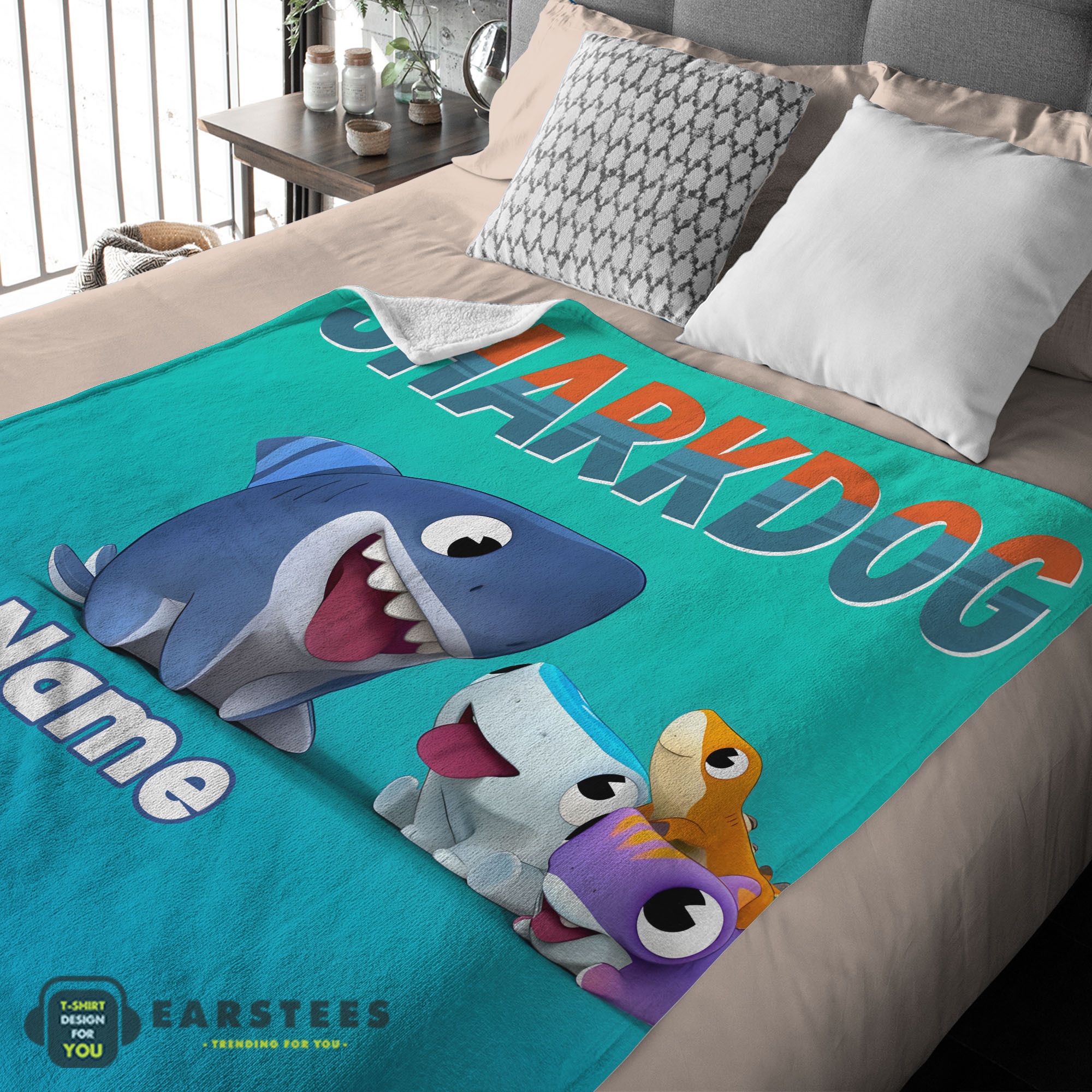 Good Cartoon Sharkdog Fintastic Halloween Blanket Fleece Customized Blanket - Image 2