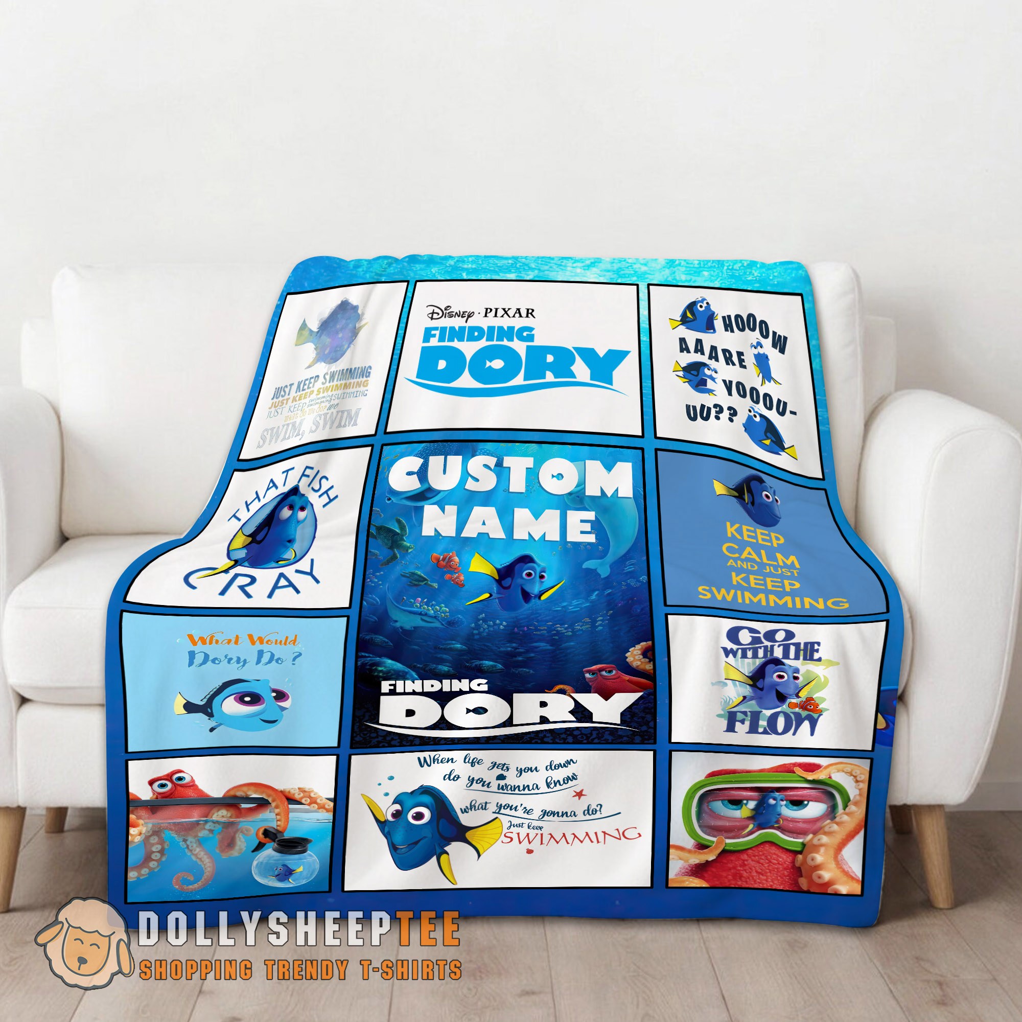 Perfect Disney Finding Dory What Would Dory Do Collage Blanket Fleece Customized Blanket