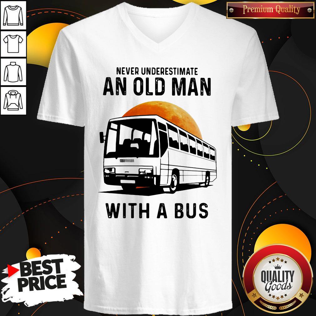 Official Never Underestimate An Old Man With A Bus Moon Shirt - Image 2