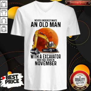 Alternative view of Premium Never Underestimate An Old Man With A Excavator Who Was Born In November Moon Shirt