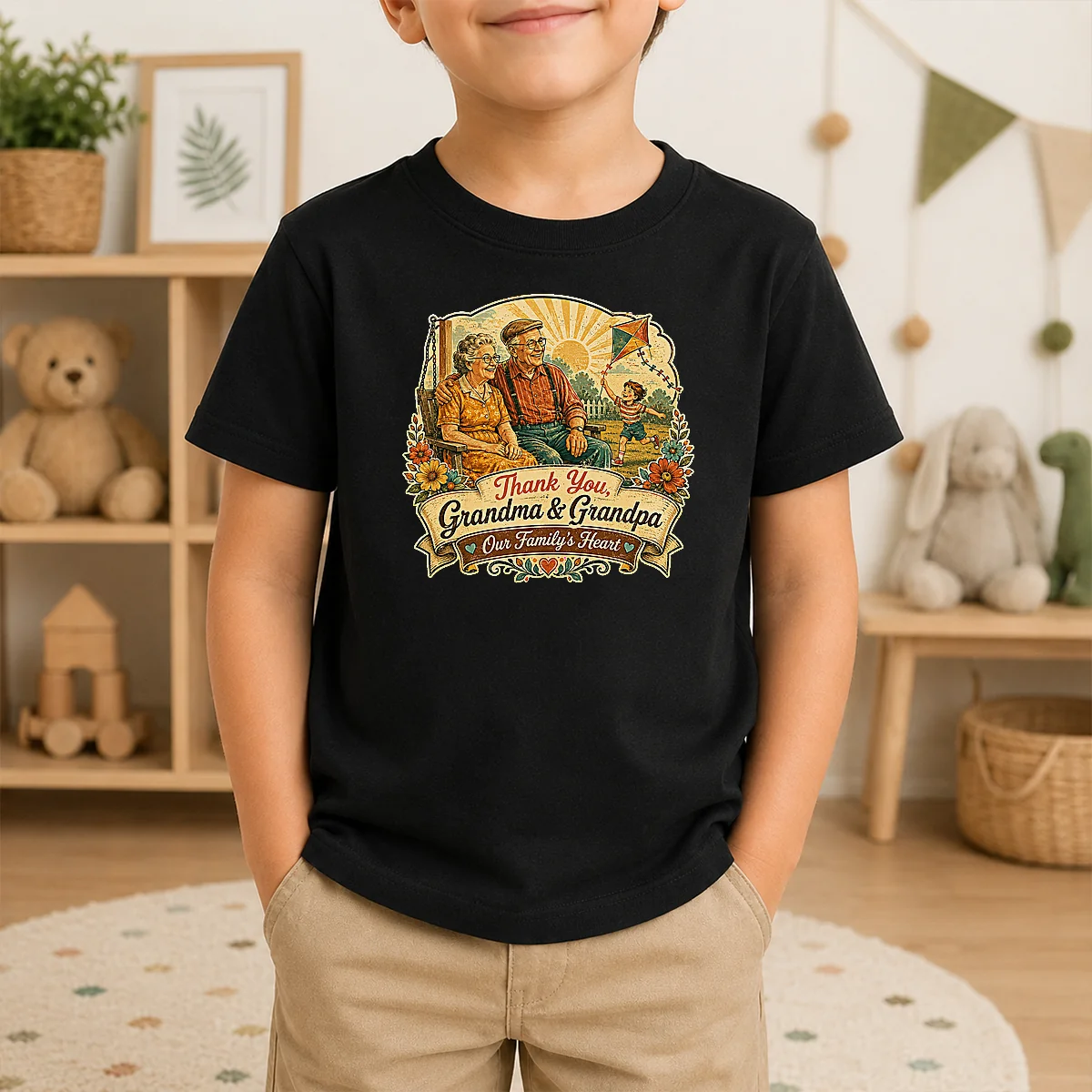 Pretty Grandparents Day Vintage Thank You Grandma Grandpa Shirt - Image 9