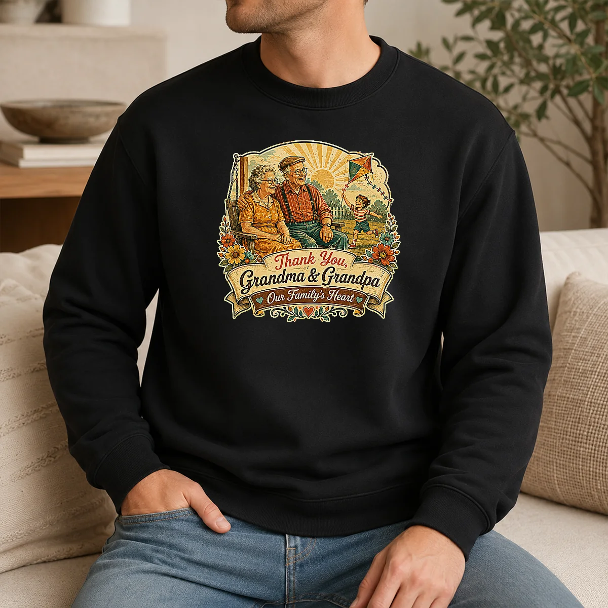 Pretty Grandparents Day Vintage Thank You Grandma Grandpa Shirt - Image 7