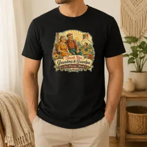 Pretty Grandparents Day Vintage Thank You Grandma Grandpa Shirt