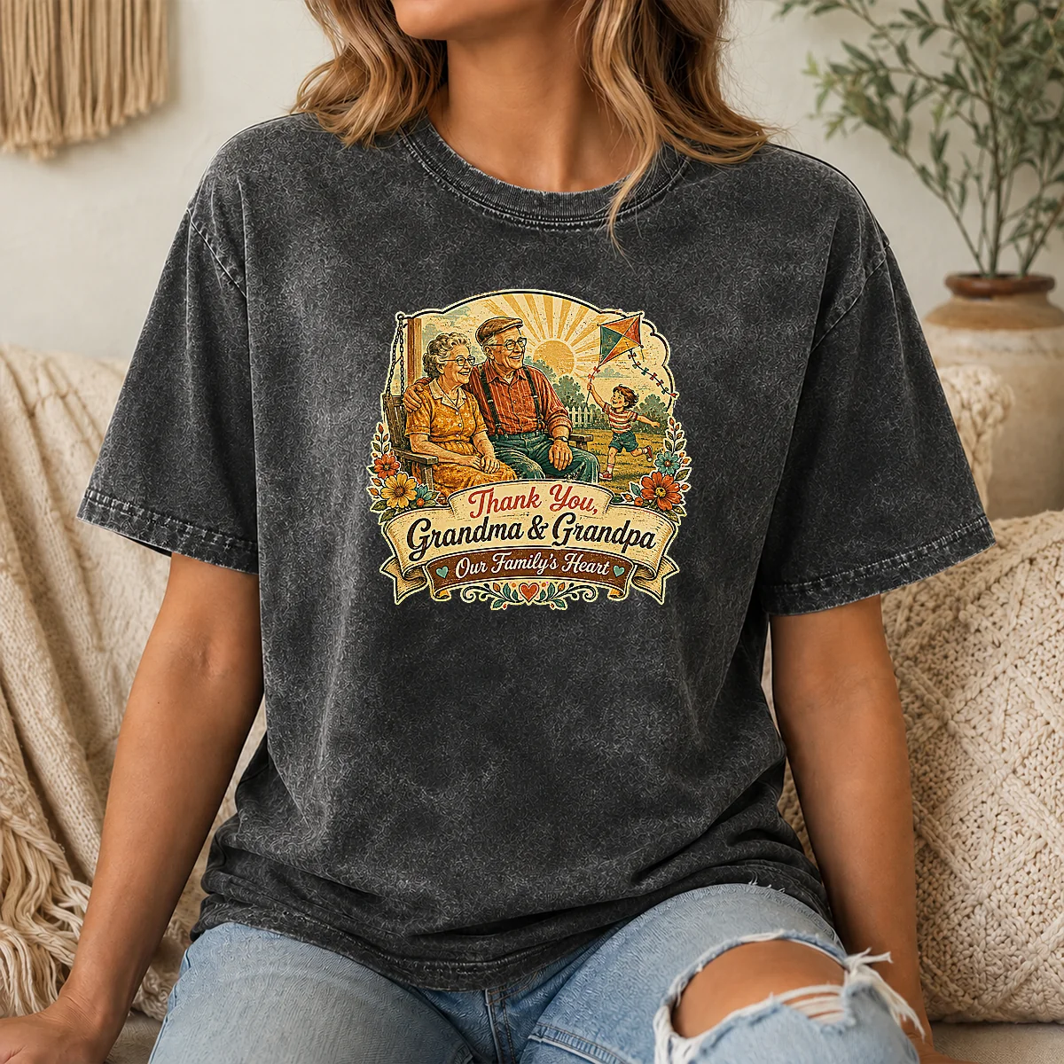 Pretty Grandparents Day Vintage Thank You Grandma Grandpa Shirt - Image 8