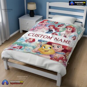 Alternative view of Official The Little Mermaid Blanket Ariel Princess Fleece Family Princess Customized Blanket