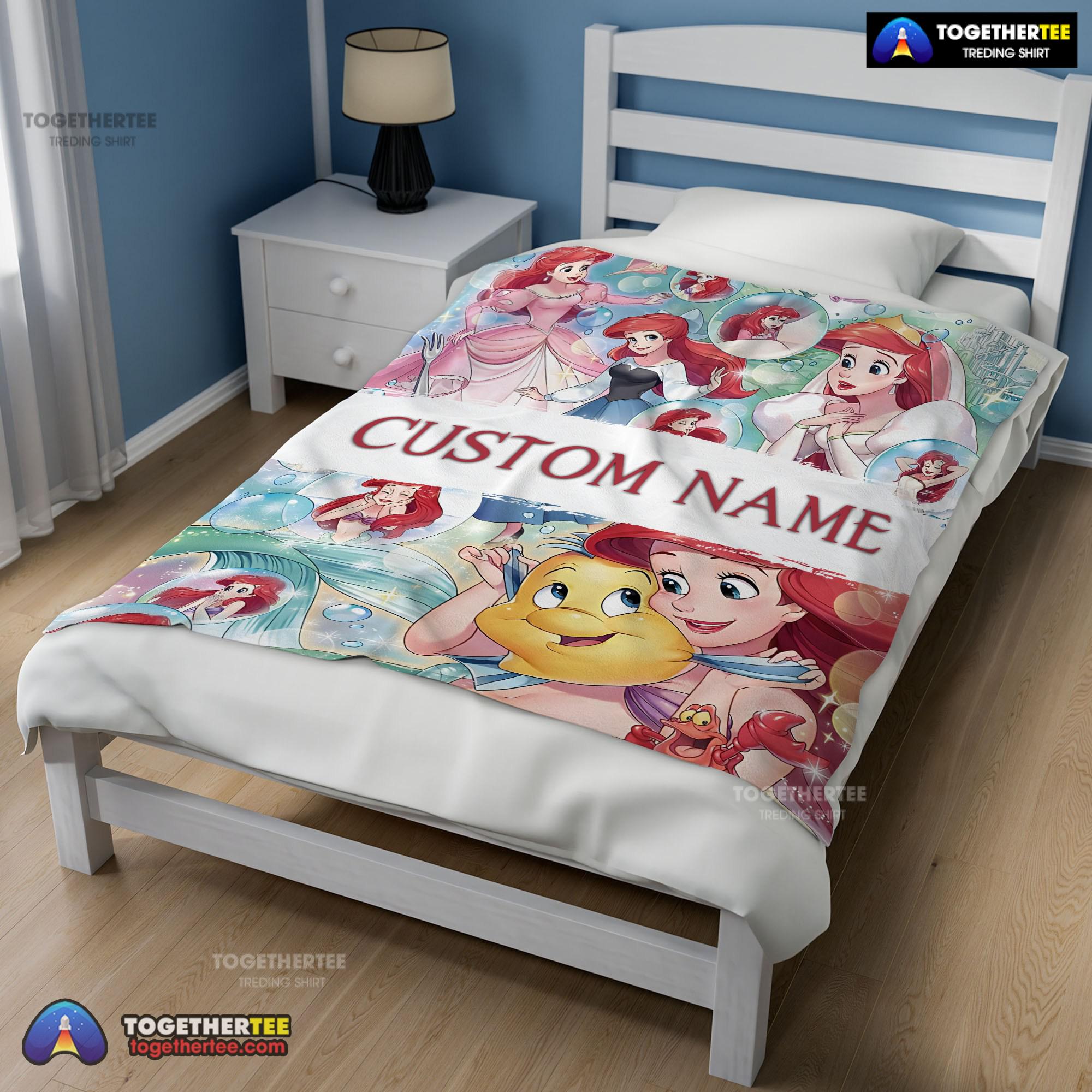 Official The Little Mermaid Blanket Ariel Princess Fleece Family Princess Customized Blanket - Image 2