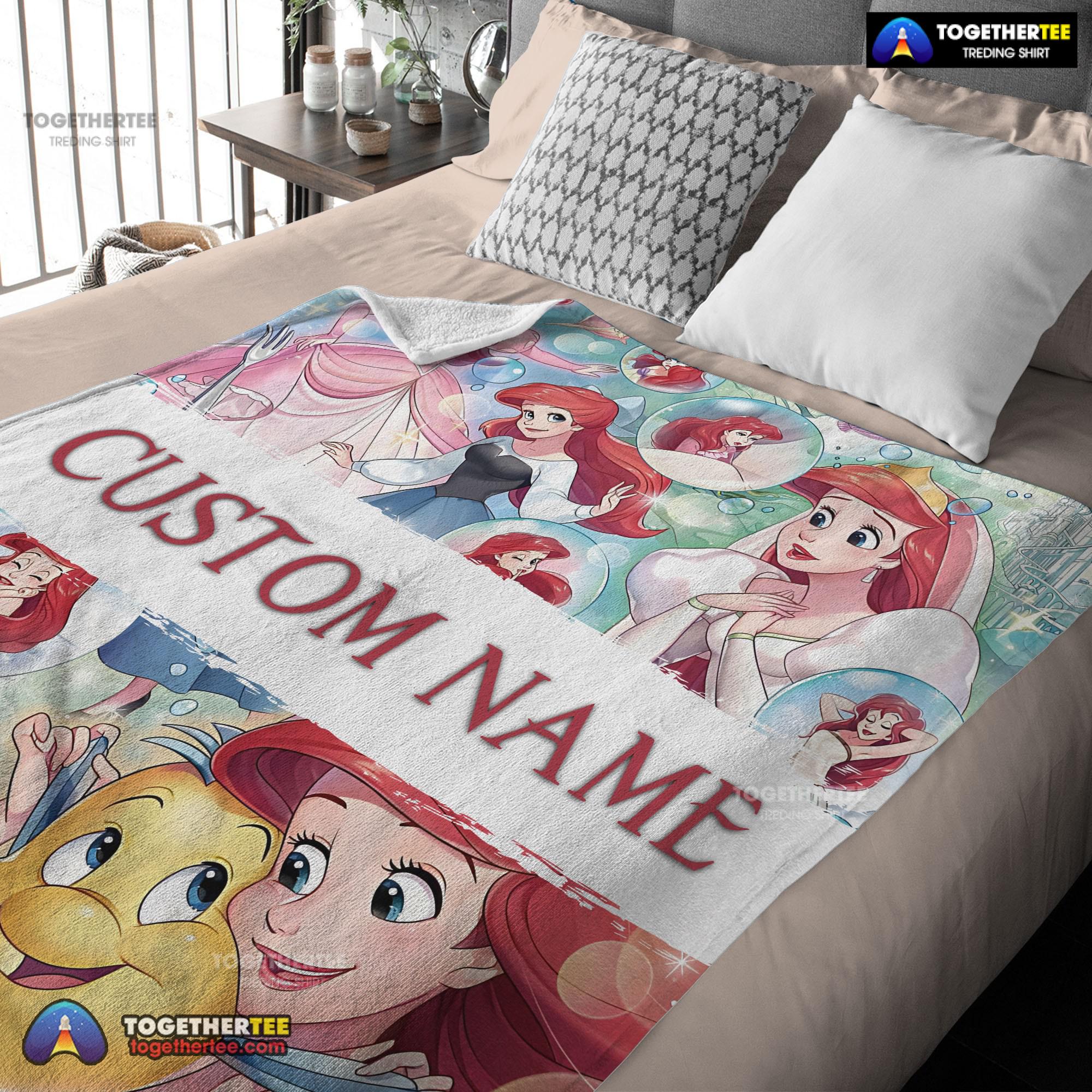 Official The Little Mermaid Blanket Ariel Princess Fleece Family Princess Customized Blanket - Image 3