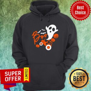 Alternative view of Boo Ghost Rider Tractor Farmer Pumpkin Halloween Costume Shirt
