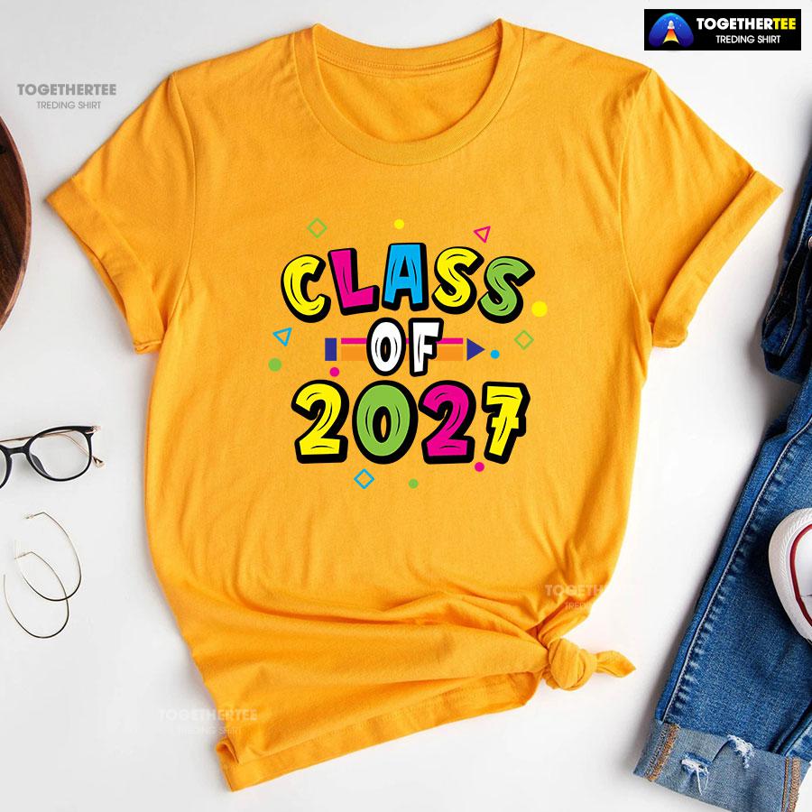 Class Of 2027 Crayon Student Back To School T-Shirt - Image 11