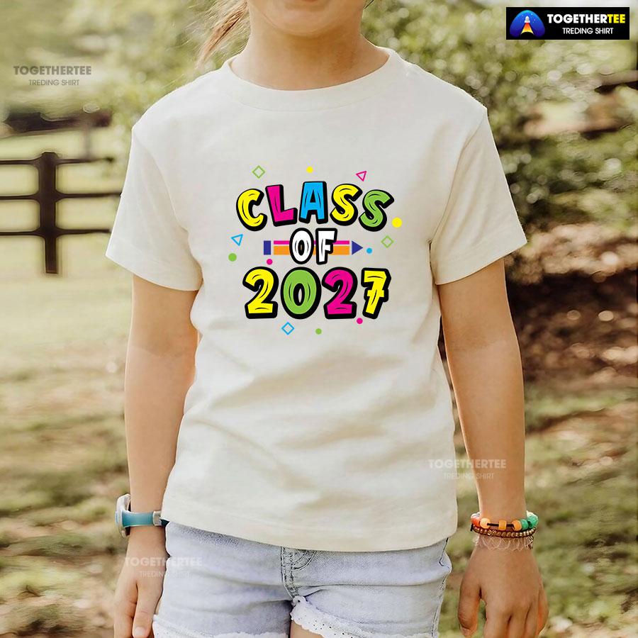 Class Of 2027 Crayon Student Back To School T-Shirt - Image 4