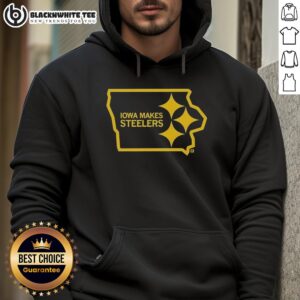 Alternative view of Nice Iowa Makes Steelers State Outline Logo T-Shirt