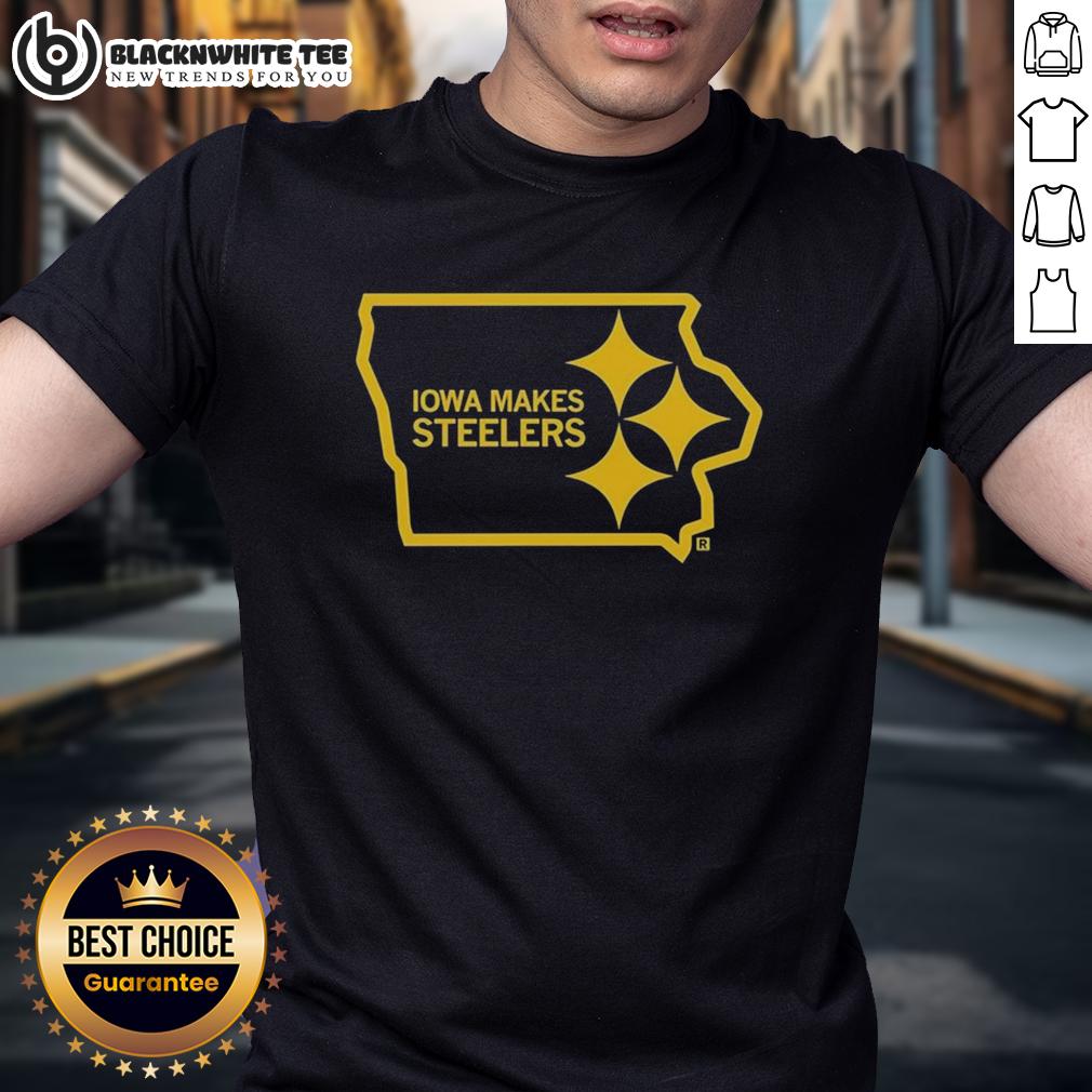 Nice Iowa Makes Steelers State Outline Logo T-Shirt