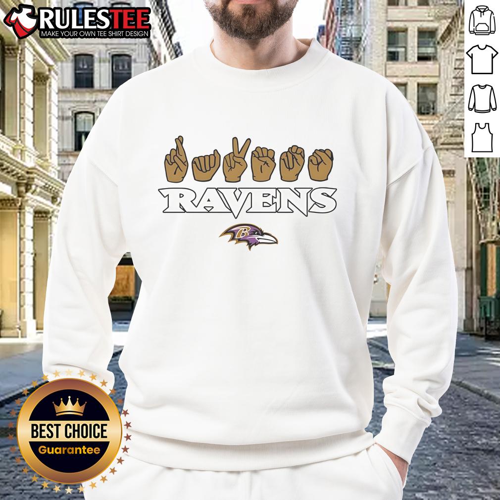 Official Baltimore Ravens Football Homage Youth Love Sign Hand Signals T-Shirt - Image 5