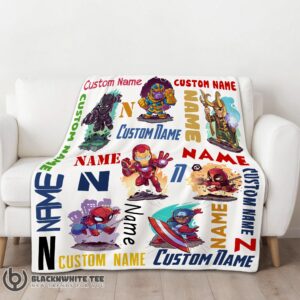 Alternative view of Official Perfect Marvel Chibi Heroes And Villains Blanket Fleece Customized Blanket