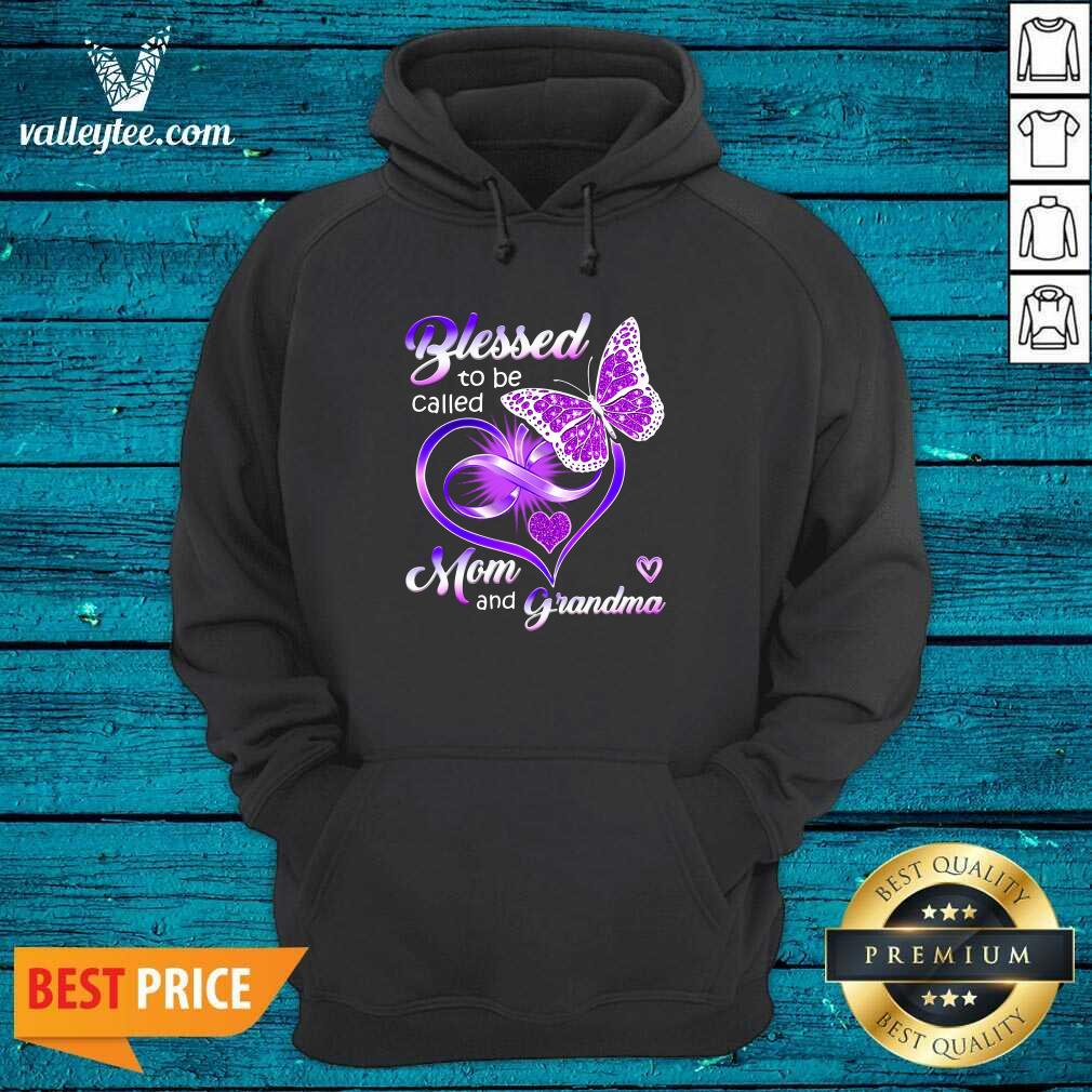 Top Blessed To Be Called Mom And Grandma Purple Infinity Heart And Butterfly Shirt - Image 2