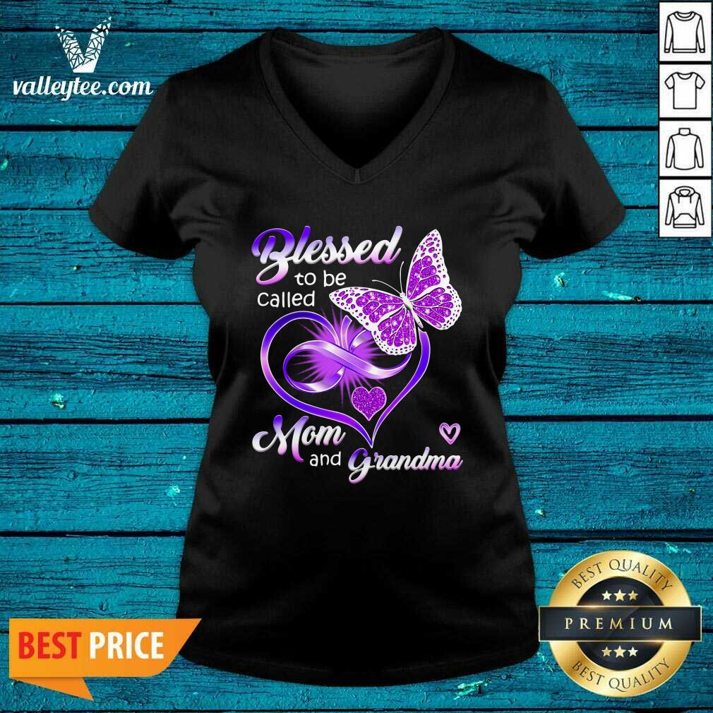 Top Blessed To Be Called Mom And Grandma Purple Infinity Heart And Butterfly Shirt - Image 3
