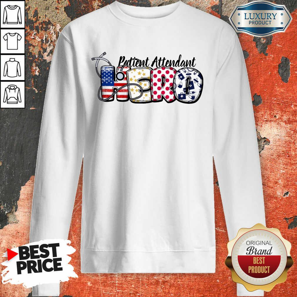 Patient Attendant Medical Stethoscope Nurse Hero American Flag Shirt - Image 5