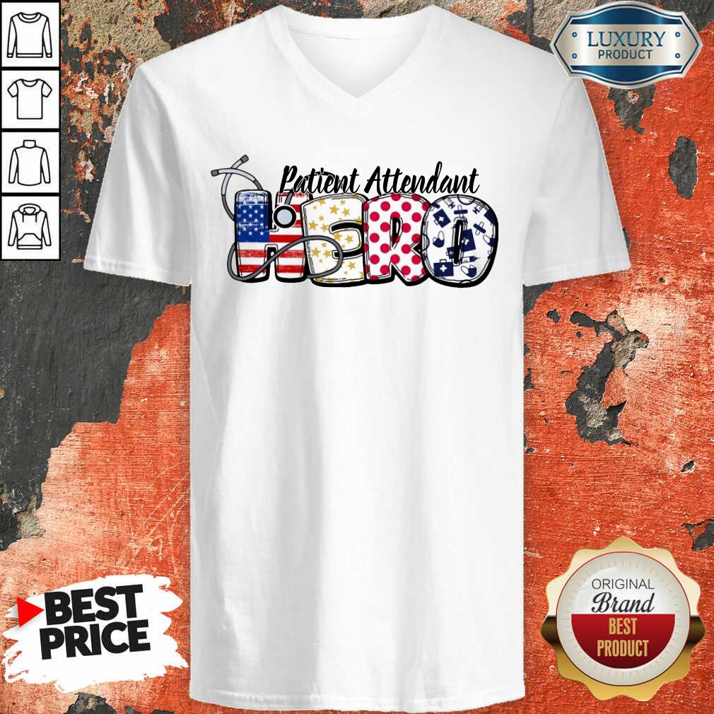 Patient Attendant Medical Stethoscope Nurse Hero American Flag Shirt - Image 3