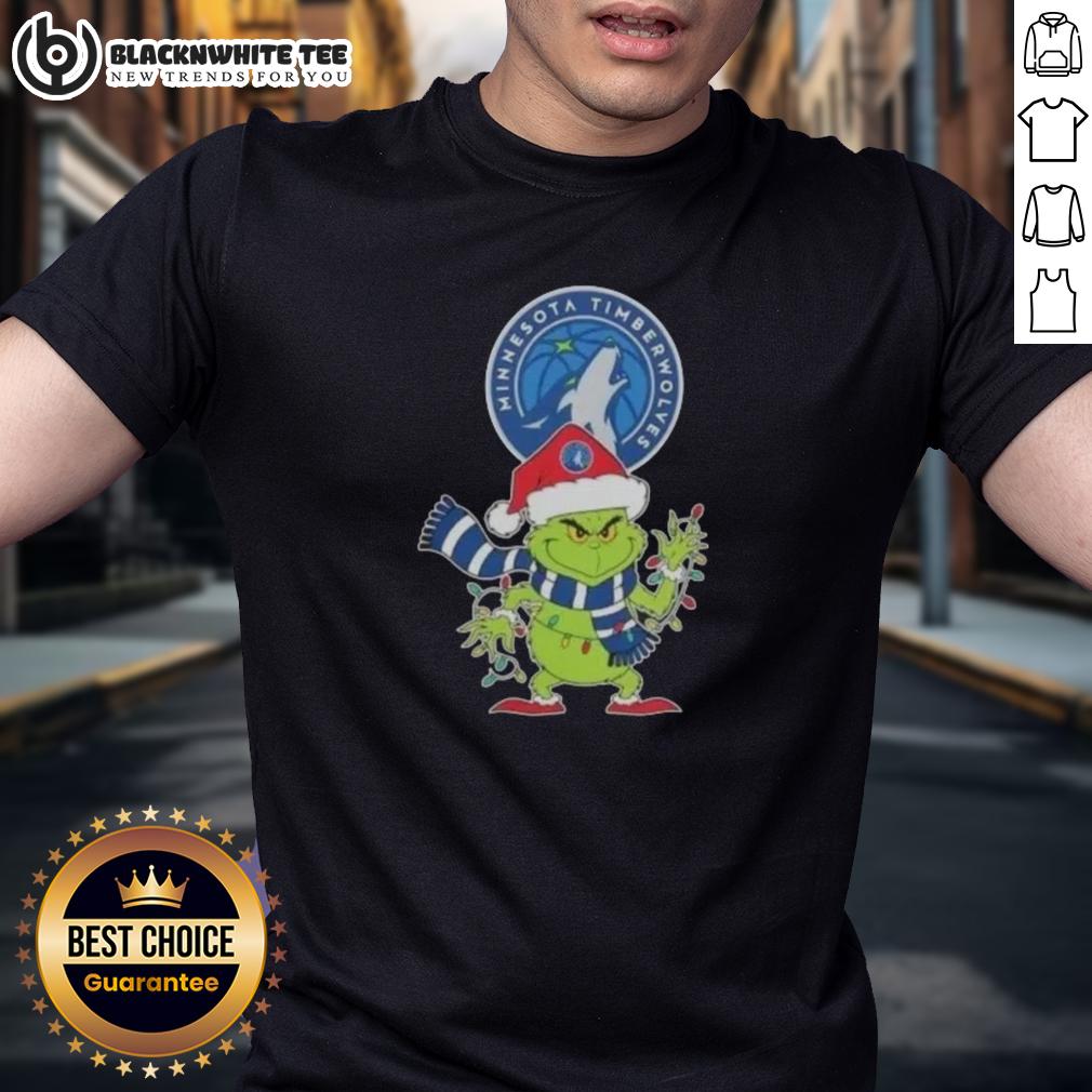 Awesome 2025 Minnesota Timberwolves Christmas Grinch Santa Hat Holiday T-Shirt