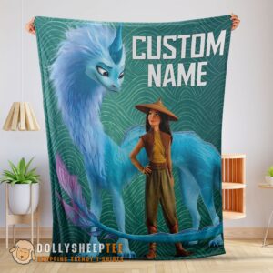 Perfect Disney Cartoon Retro Raya And The Last Dragon Blanket Fleece Customized Blanket