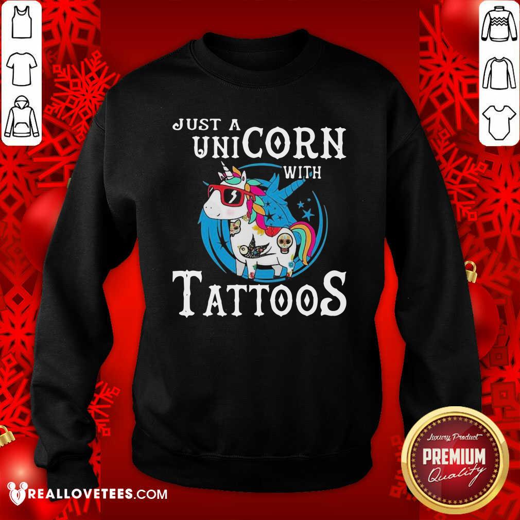 Cute Just A Unicorn With Tattoos Shirt - Image 3