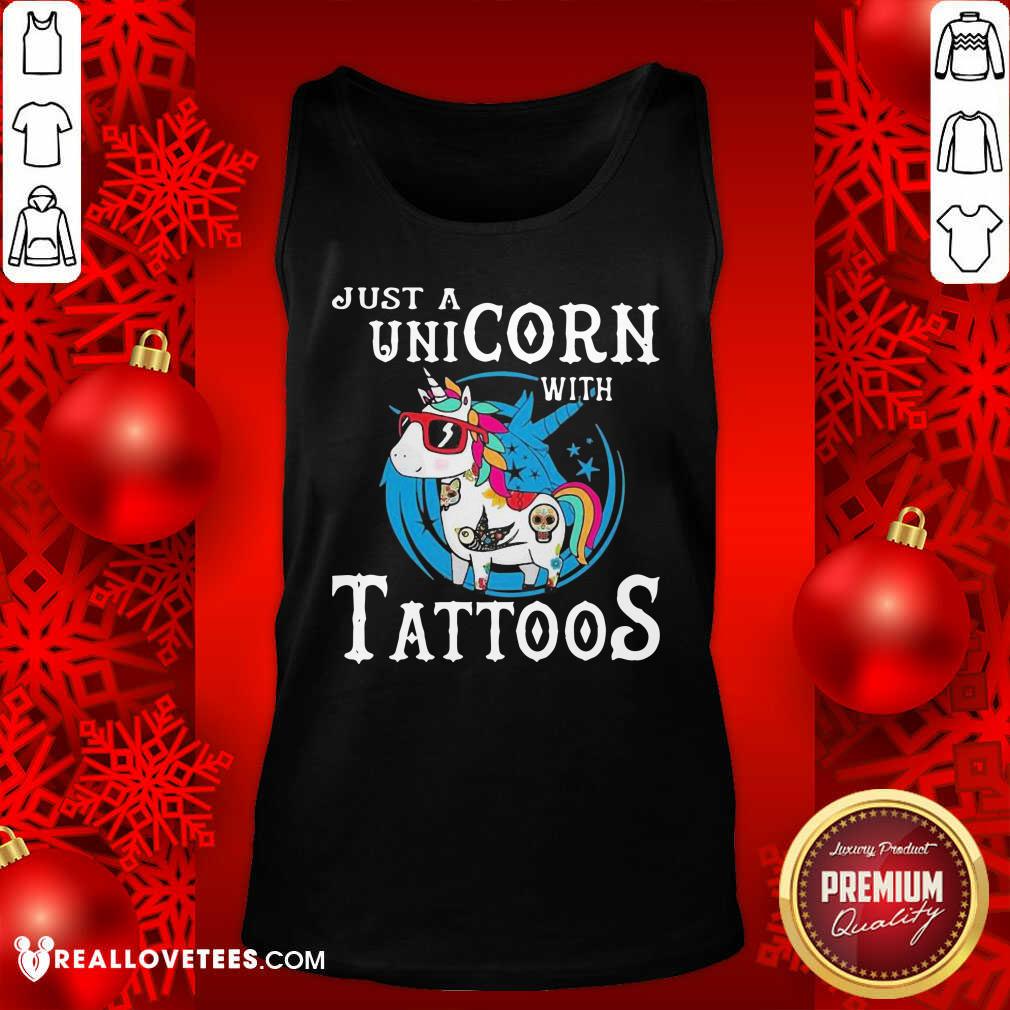 Cute Just A Unicorn With Tattoos Shirt - Image 2