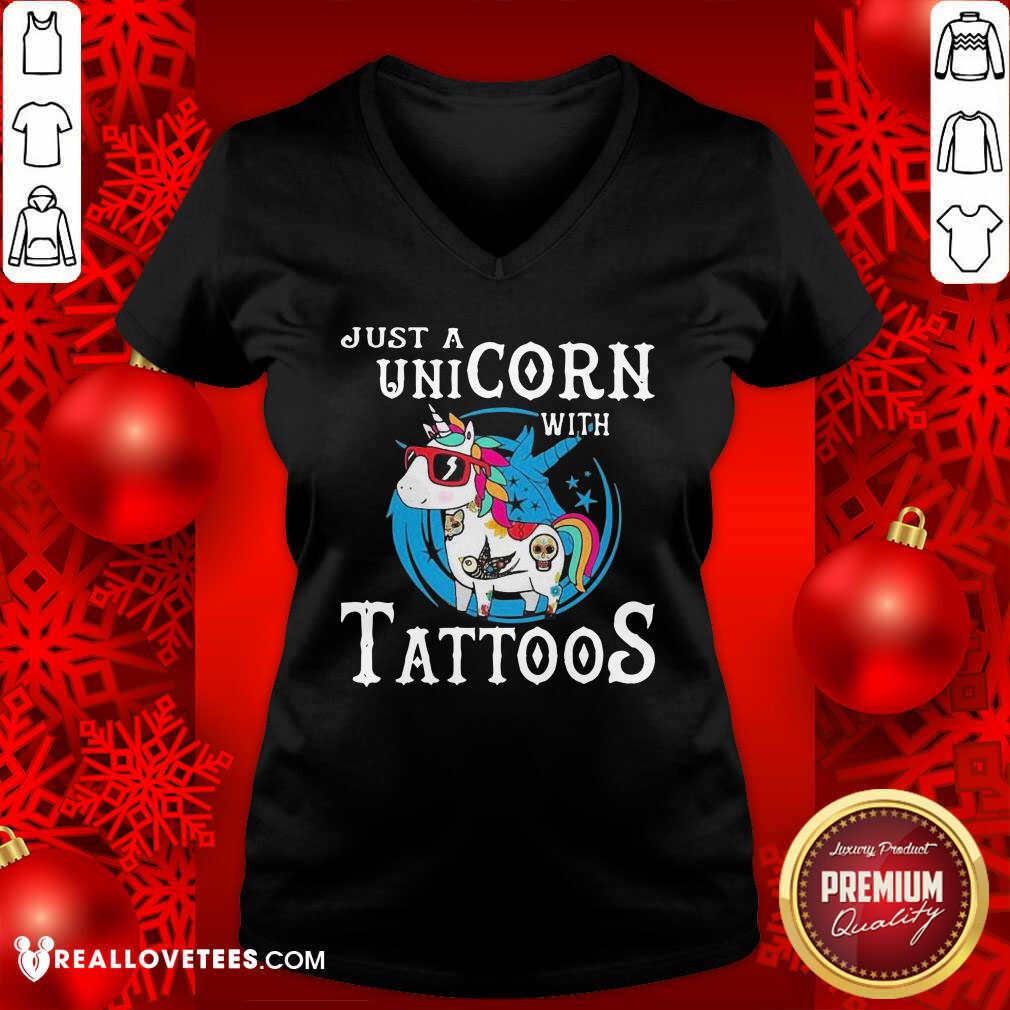 Cute Just A Unicorn With Tattoos Shirt - Image 5