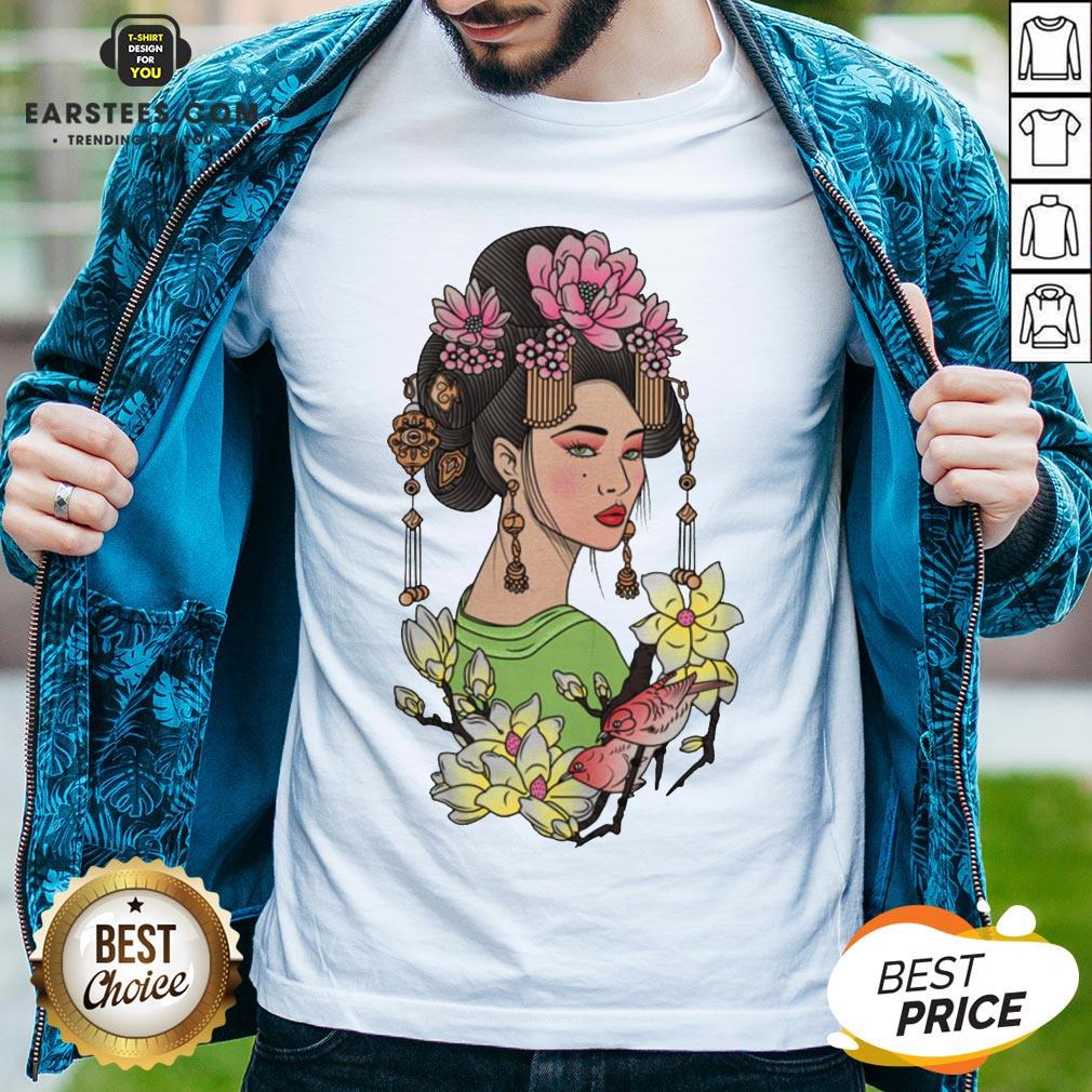 Premium Girl Flowers Bird Vignette Shirt