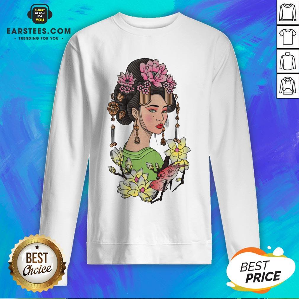 Premium Girl Flowers Bird Vignette Shirt - Image 4