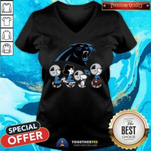 Alternative view of The Peanuts Snoopy And Friends Cheer For The Carolina Panthers NFL T-shirt