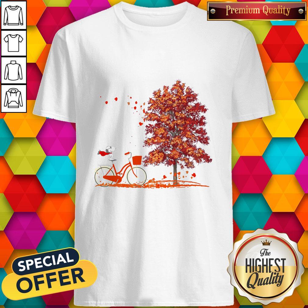 Snoopy Riding A Bicycle Hello Autumn Shirt