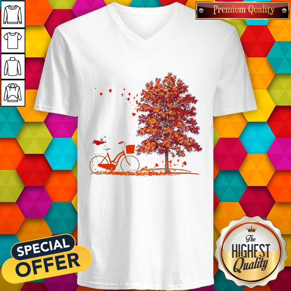 Snoopy Riding A Bicycle Hello Autumn Shirt - Image 2