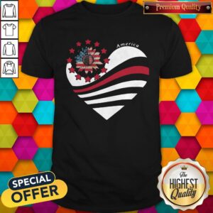 Sunflower Heart American Flag Independence Day Shirt