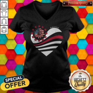 Alternative view of Sunflower Heart American Flag Independence Day Shirt