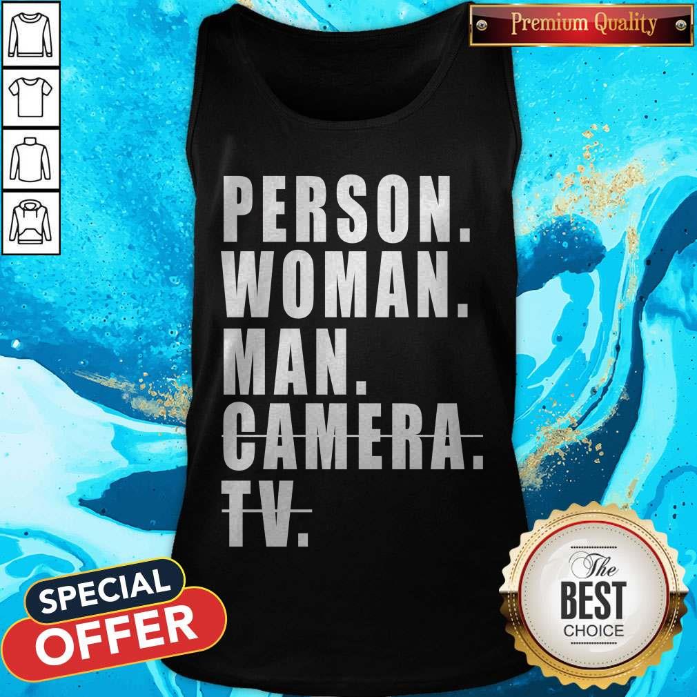 Person Woman Man Camera TV Trump Cognitive Test Shirt - Image 3