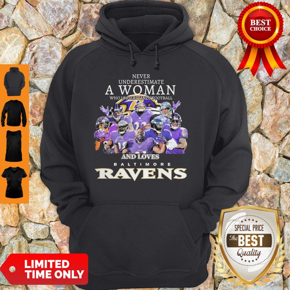 Never Underestimate A Woman Who Understands Football And Loves Baltimore Ravens Shirt - Image 5