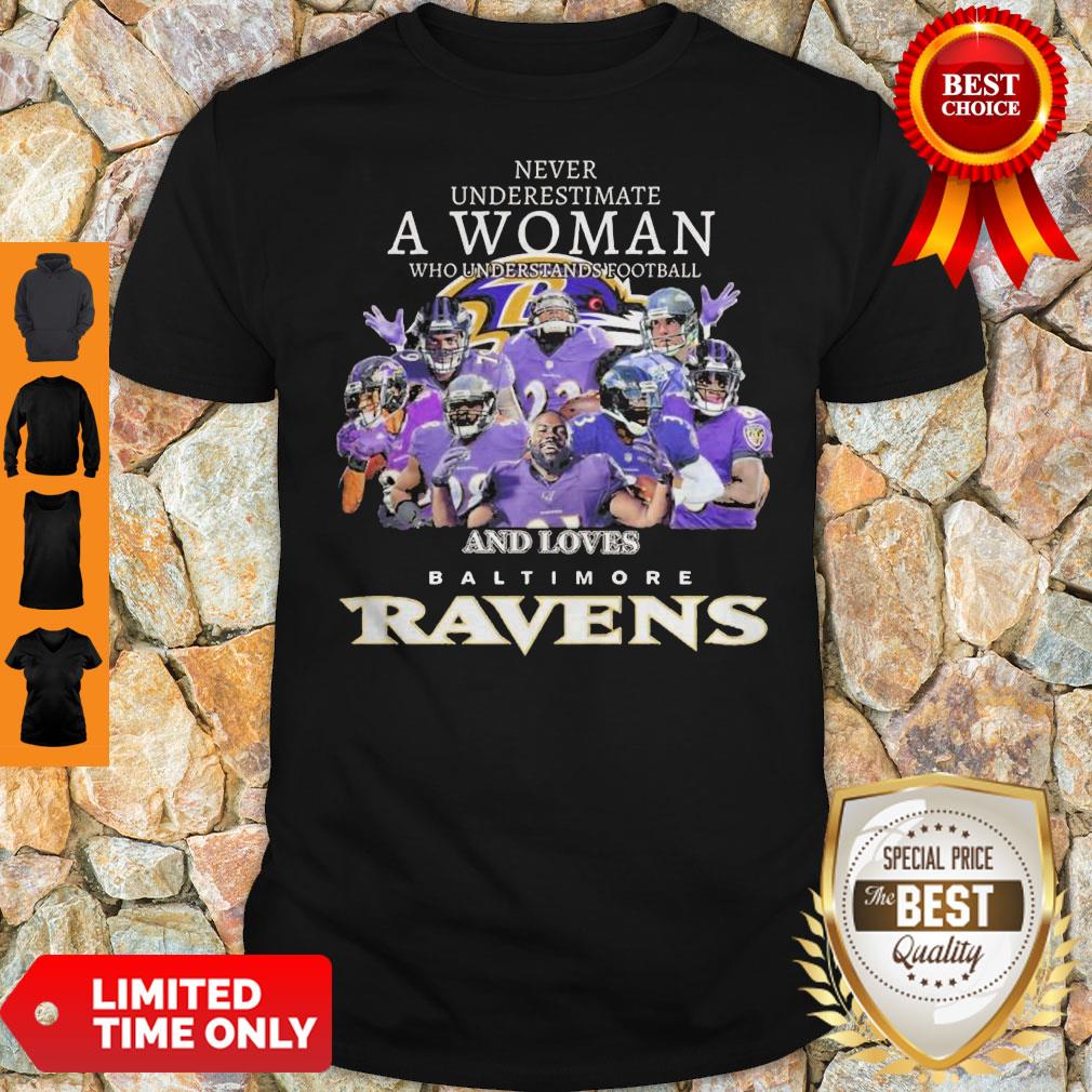 Never Underestimate A Woman Who Understands Football And Loves Baltimore Ravens Shirt