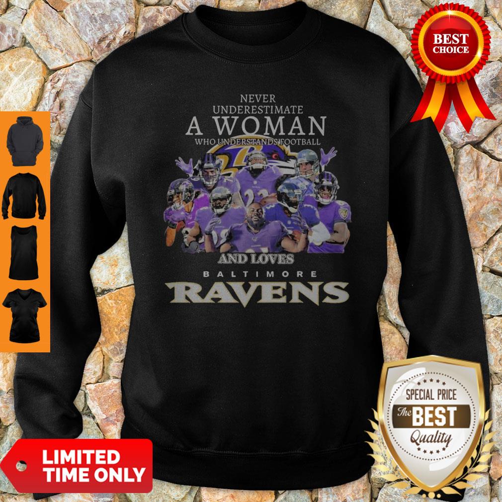 Never Underestimate A Woman Who Understands Football And Loves Baltimore Ravens Shirt - Image 4