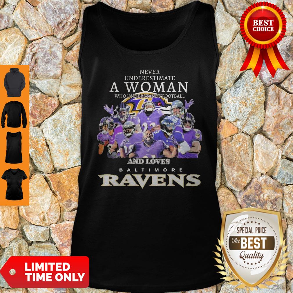 Never Underestimate A Woman Who Understands Football And Loves Baltimore Ravens Shirt - Image 3