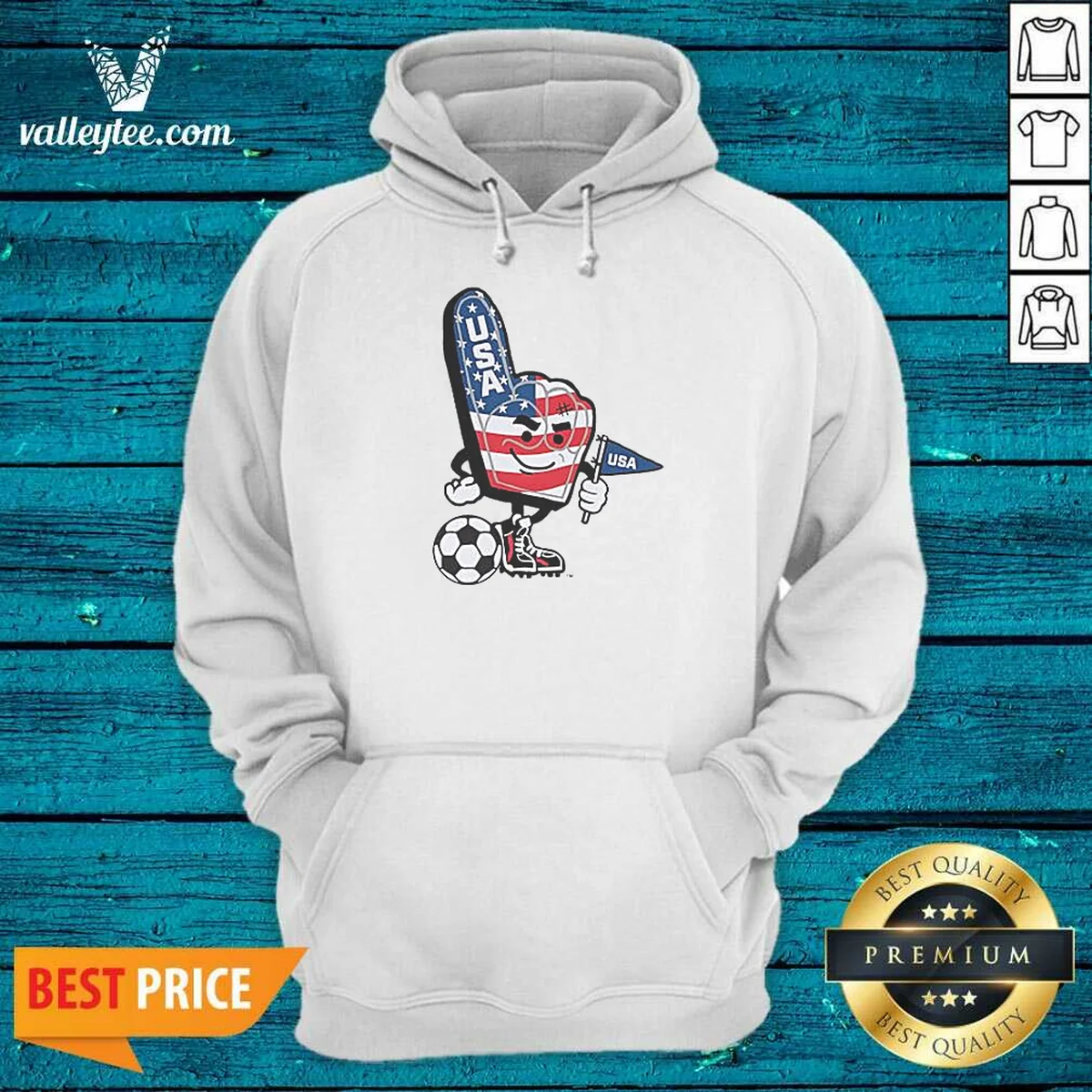 Funny USA Soccer Mascot Foam Finger With Ball And Pennant Shirt - Image 4