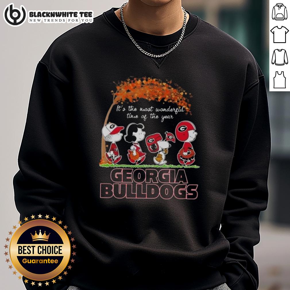 Awesome Georgia Bulldogs X Peanuts Snoopy And Friends Autumn It's The Most Wonderful Time Of The Year T-Shirt - Image 5