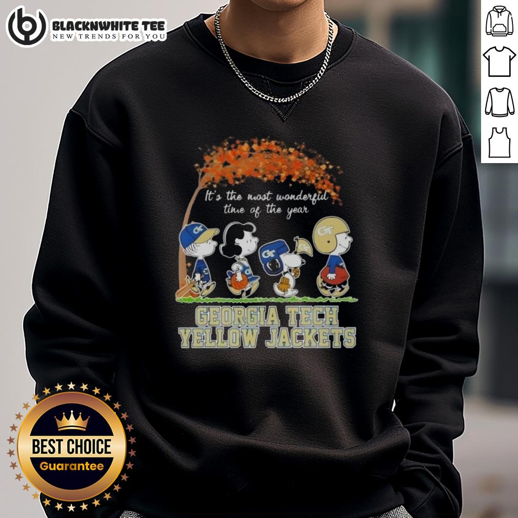 Awesome Georgia Tech Yellow Jackets X Peanuts Snoopy And Friends Autumn It's The Most Wonderful Time T-Shirt - Image 5