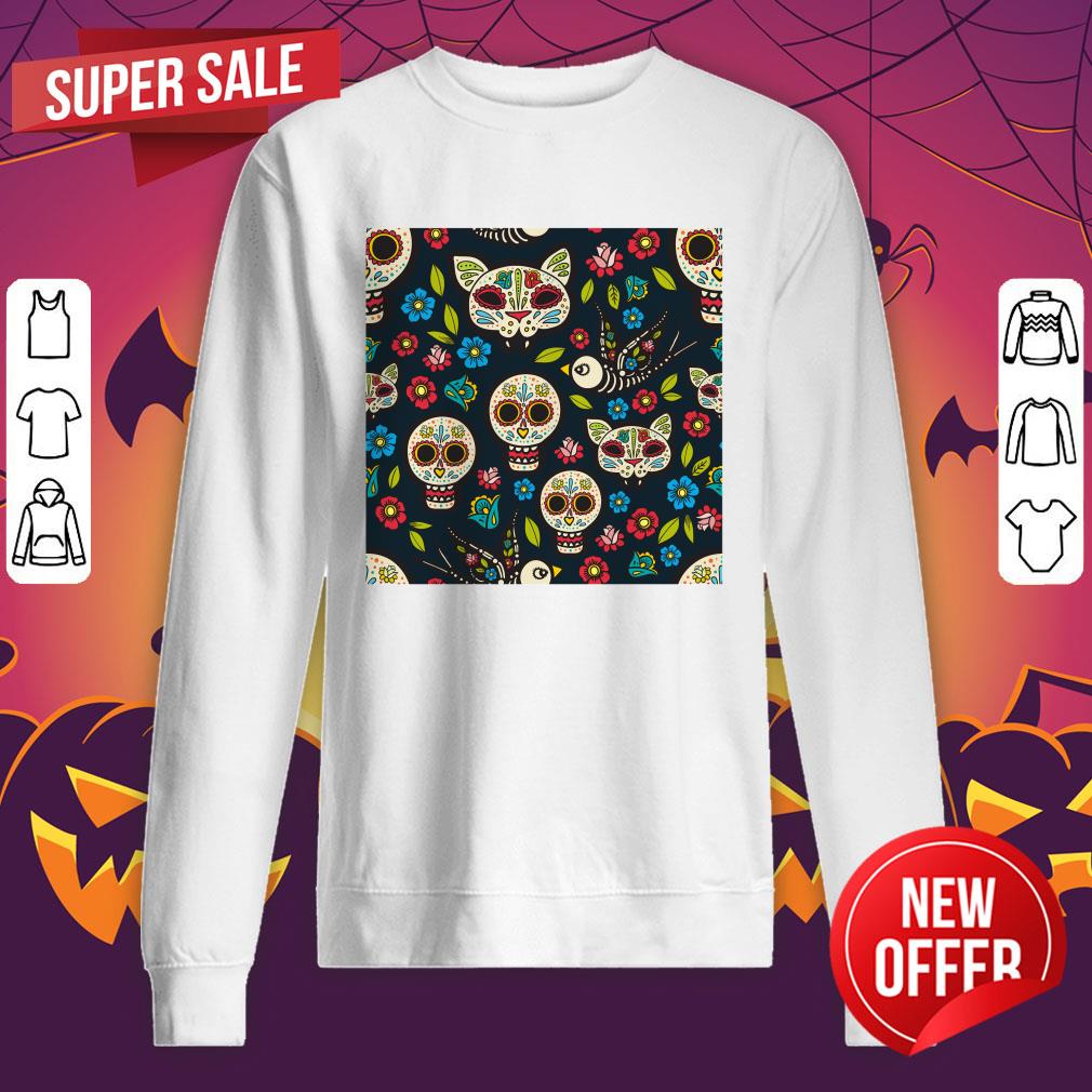 Sugar Skulls Day Of The Dead Dia De Los Muertos In Mexican Shirt - Image 2
