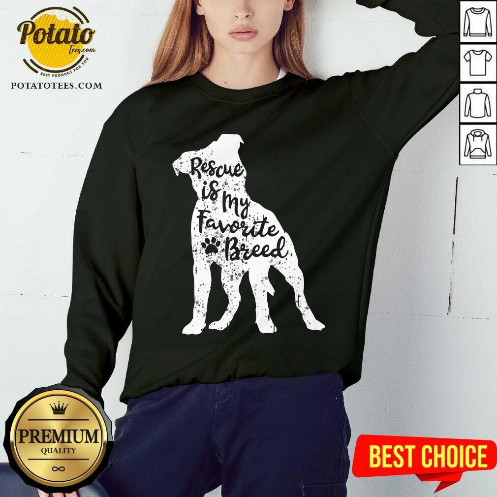 Women's Rescue Is My Favorite Breed Pitbull Dog Pit Bull Mom Gift Shirt - Image 4