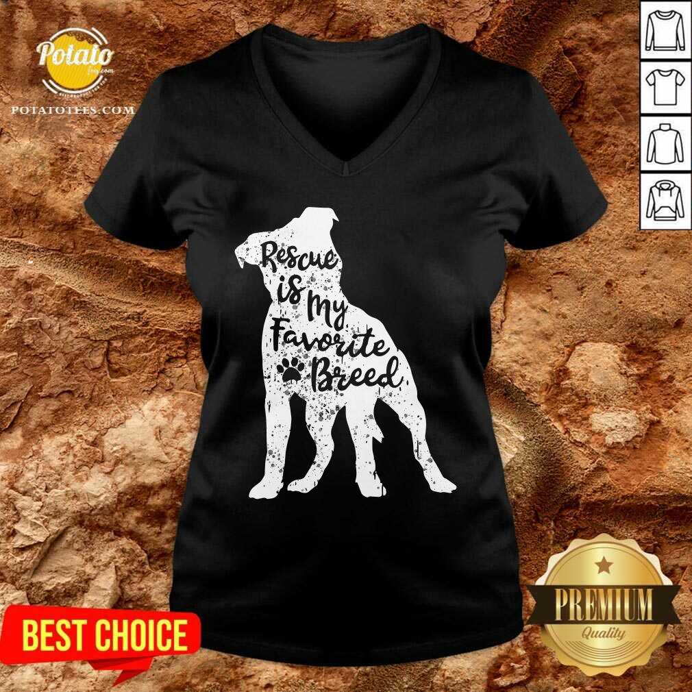 Women's Rescue Is My Favorite Breed Pitbull Dog Pit Bull Mom Gift Shirt - Image 2